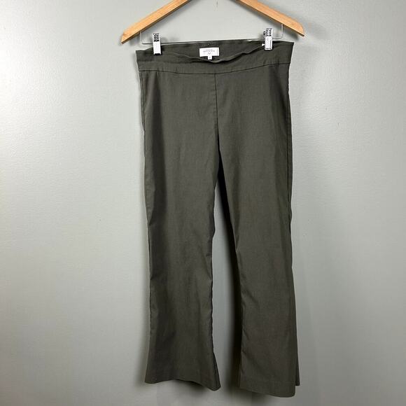 Avenue Montaigne Leo Signature Pant Cropped Flare Stretch Olive Green 8 Medium - Picture 1 of 9
